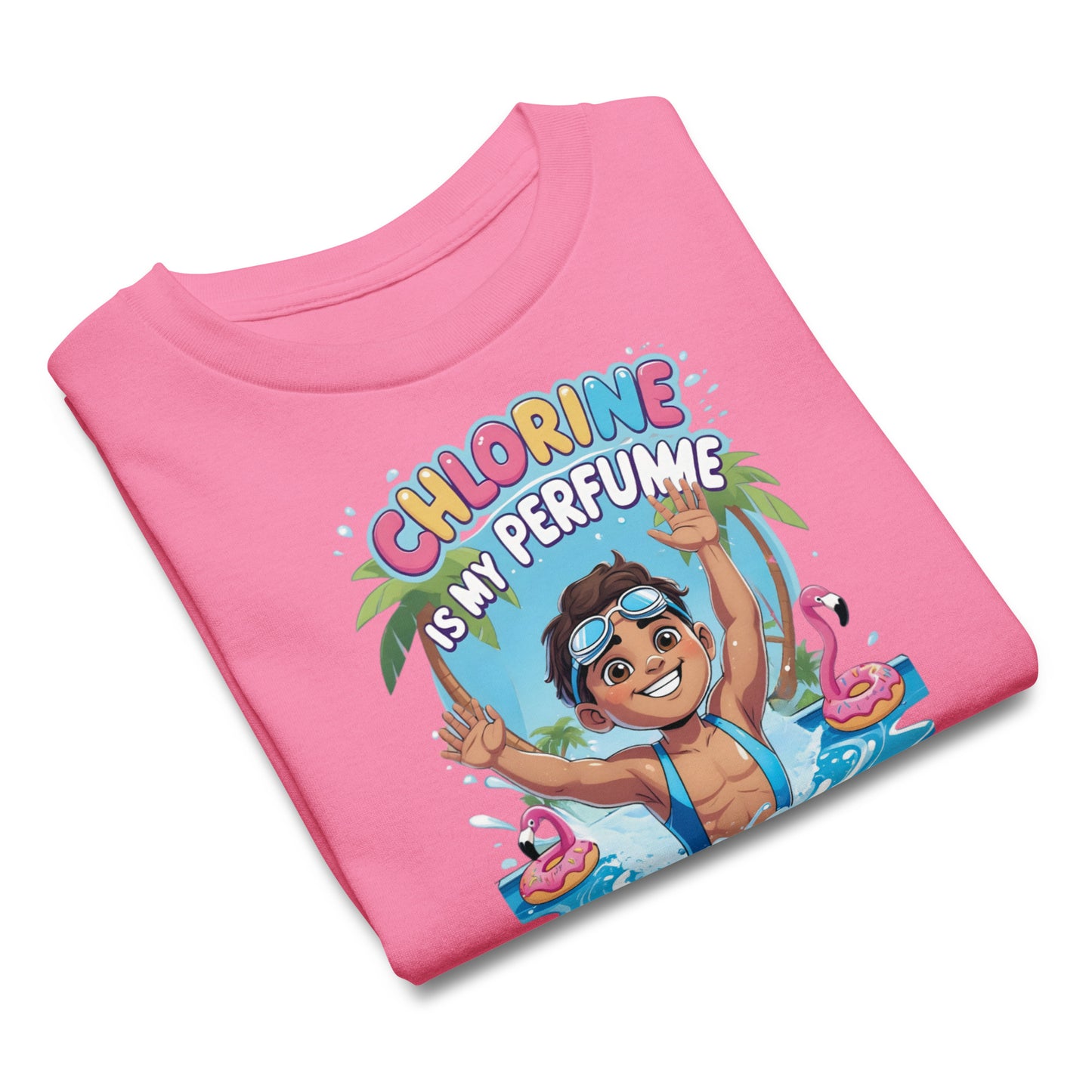 Funny Summer Graphic Swim T-Shirt – “Chlorine Is My Perfume” Shirt for Kids