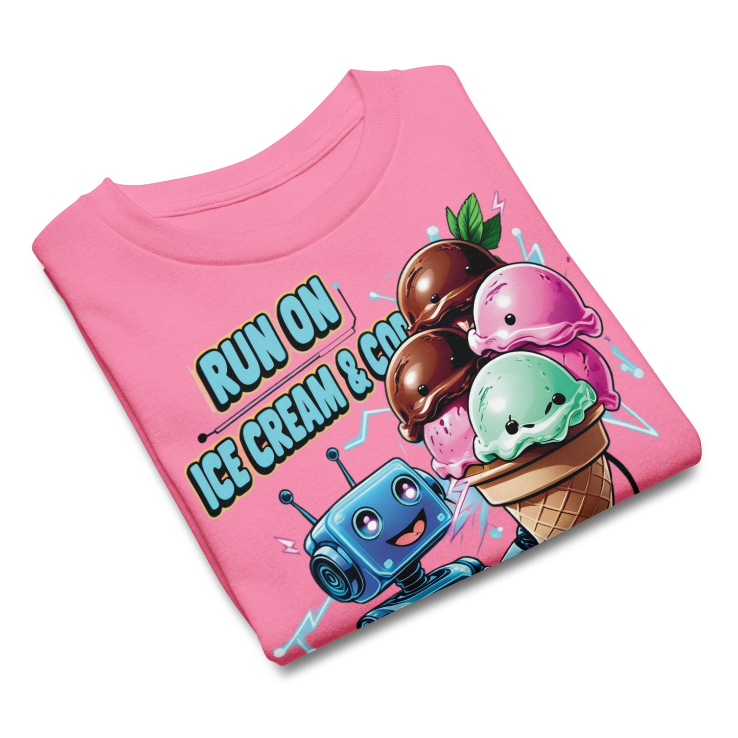 Kawaii Robot Graphic Summer T-Shirt Kids - Ice Cream and Code