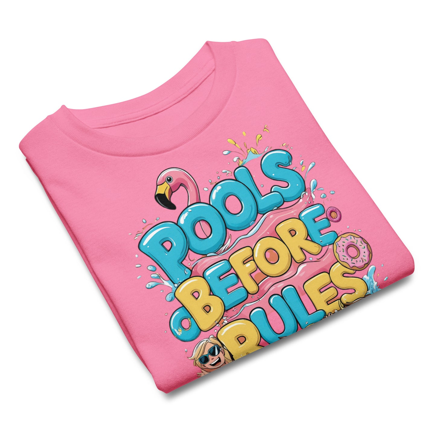 Funny Cheeky Graphic Summer T Shirt Kids | Pools Before Rules