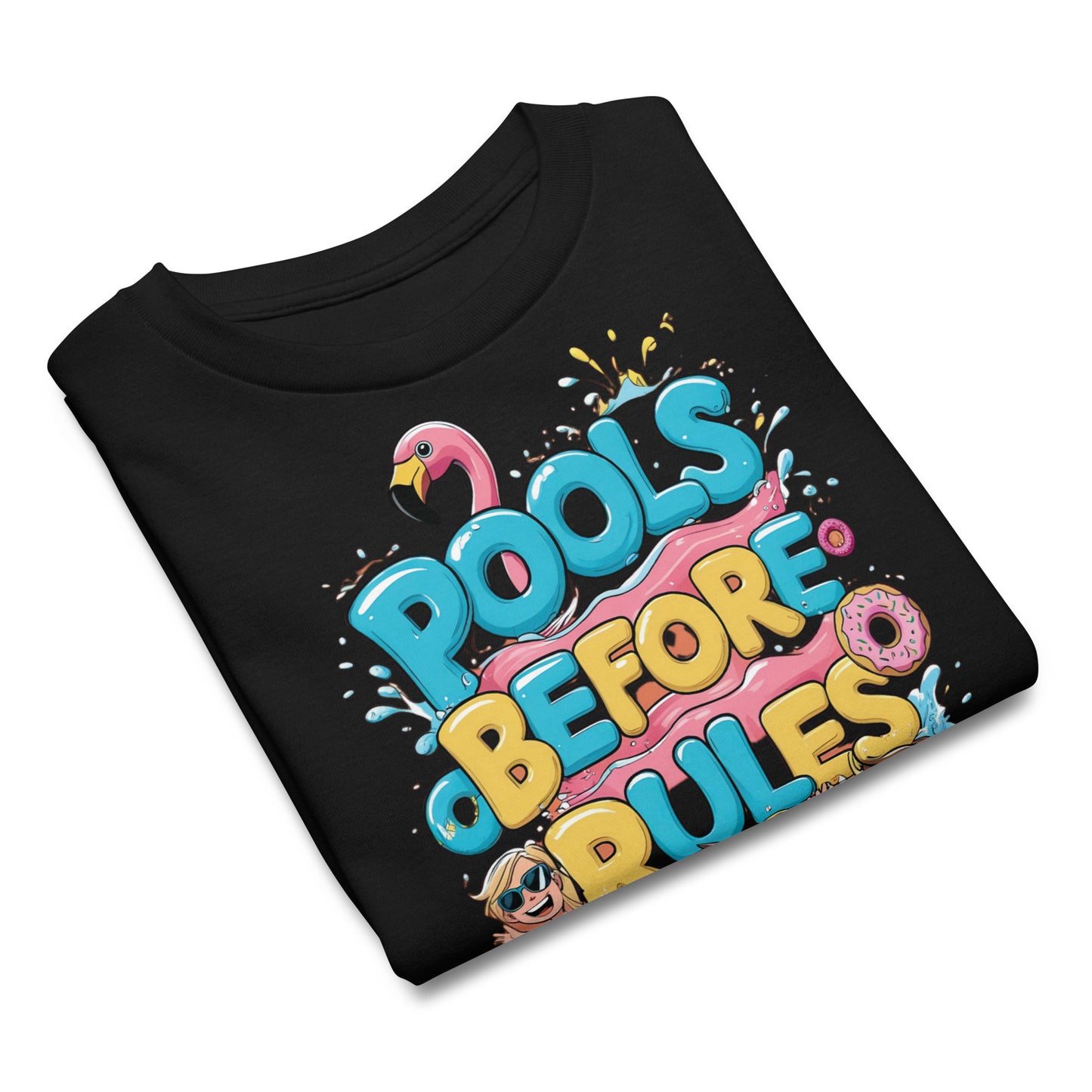 Funny Cheeky Graphic Summer T Shirt Kids | Pools Before Rules