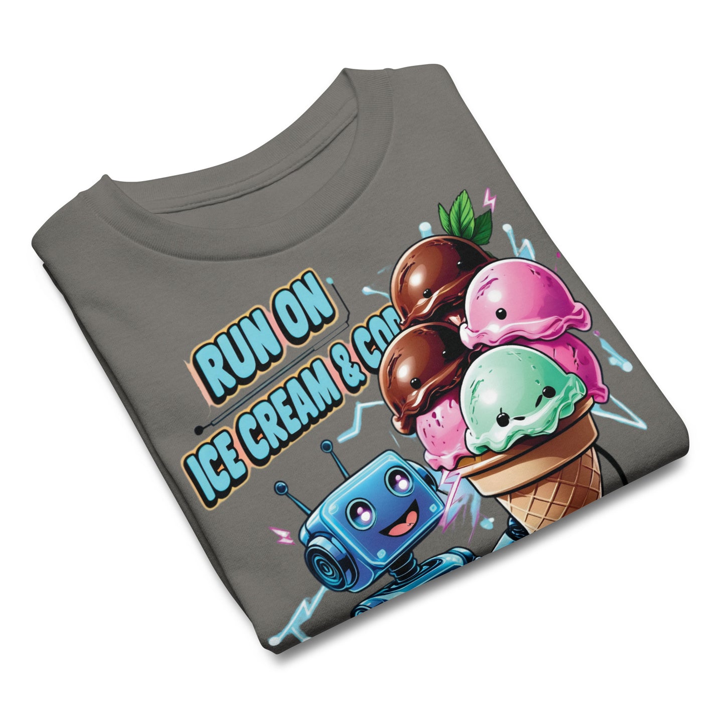 Kawaii Robot Graphic Summer T-Shirt Kids - Ice Cream and Code