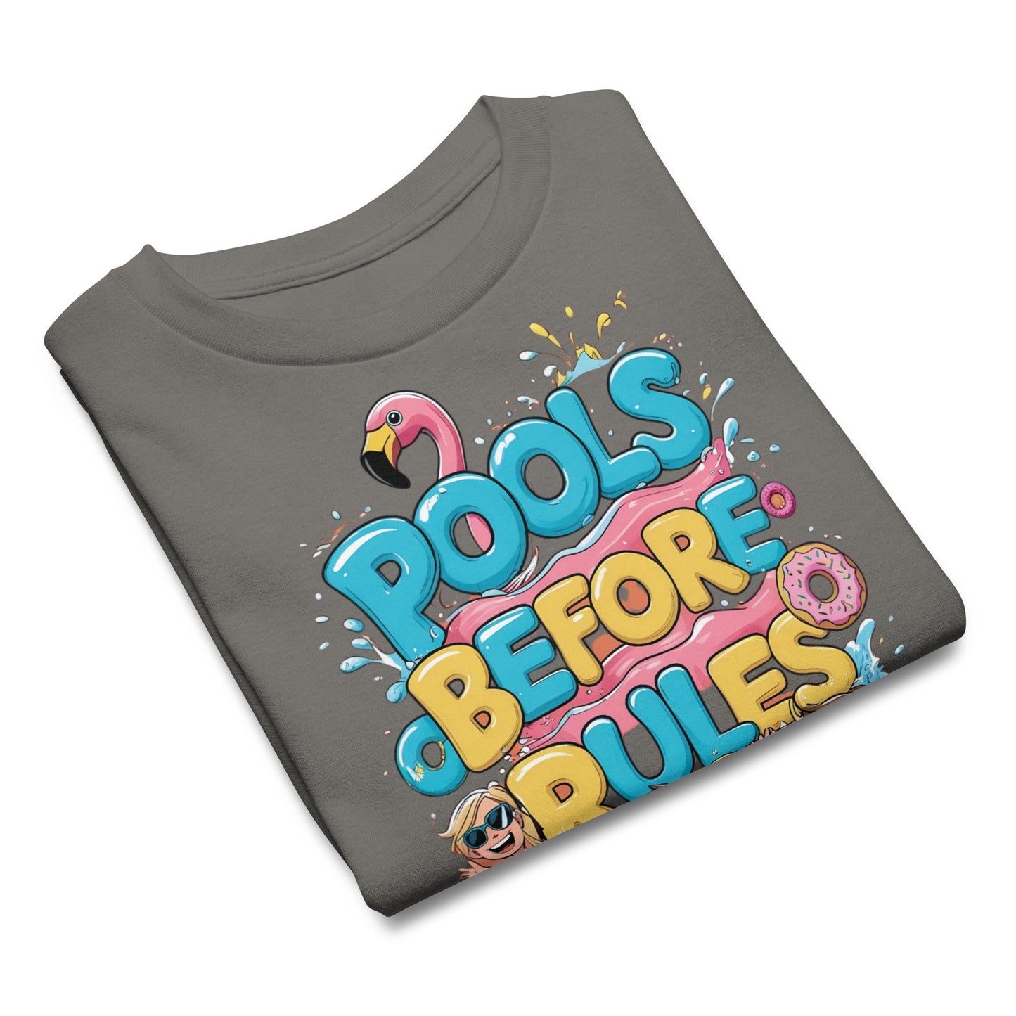 Funny Cheeky Graphic Summer T Shirt Kids | Pools Before Rules