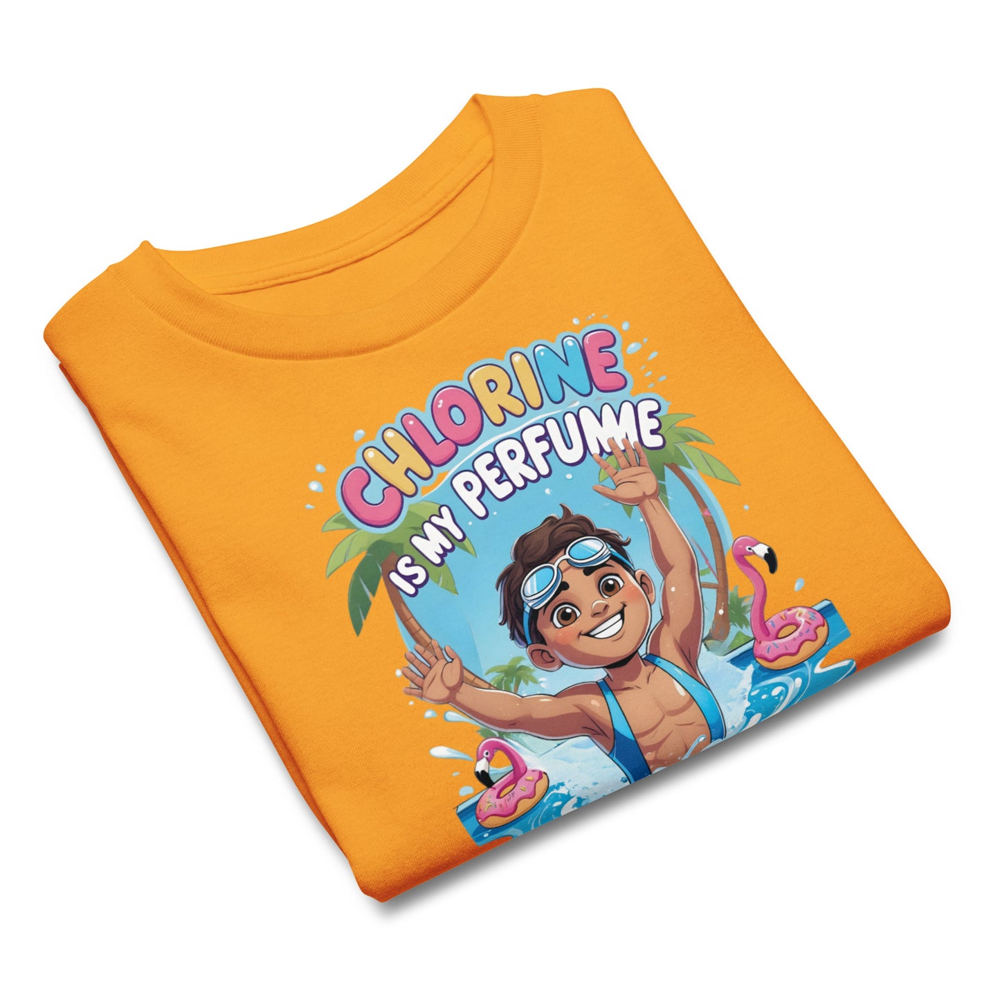 Funny Summer Graphic Swim T-Shirt – “Chlorine Is My Perfume” Shirt for Kids