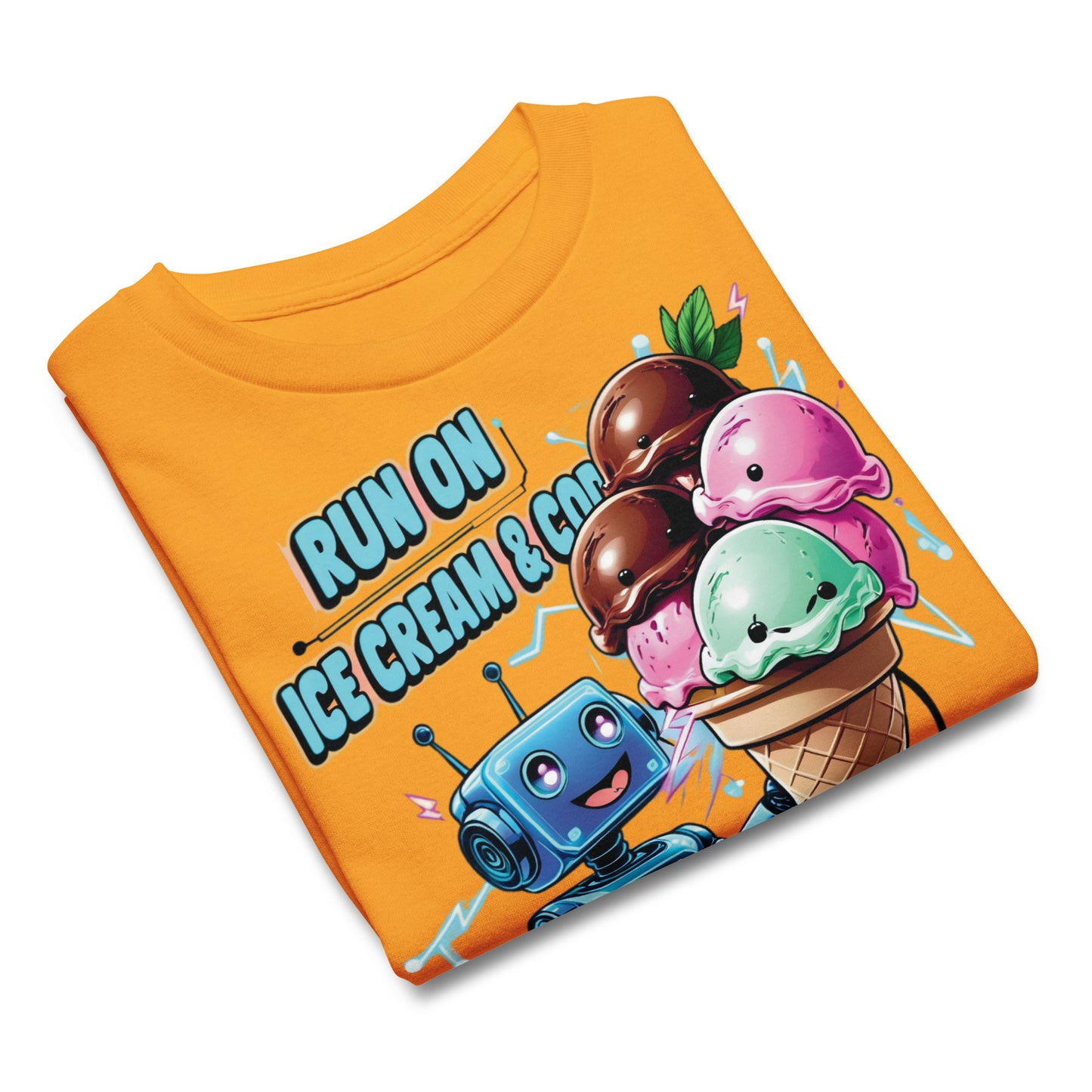 Kawaii Robot Graphic Summer T-Shirt Kids - Ice Cream and Code