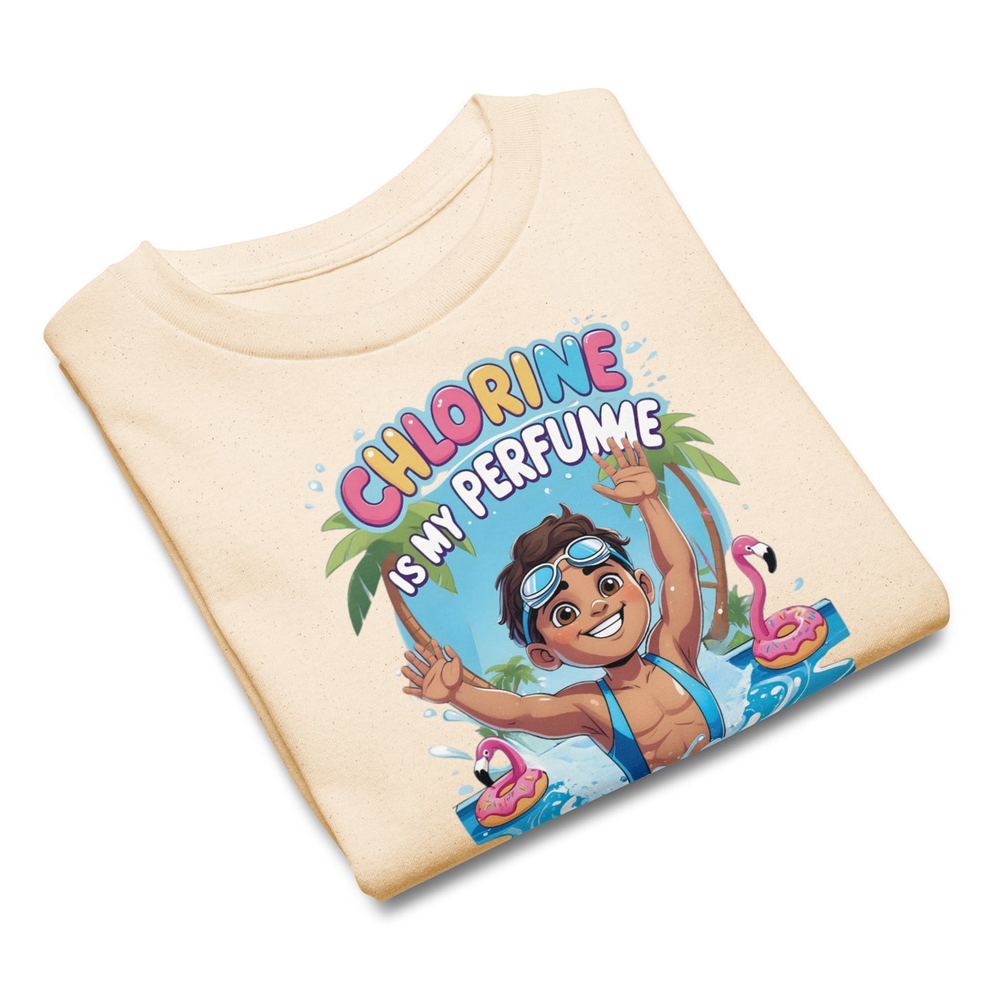 Funny Summer Graphic Swim T-Shirt – “Chlorine Is My Perfume” Shirt for Kids