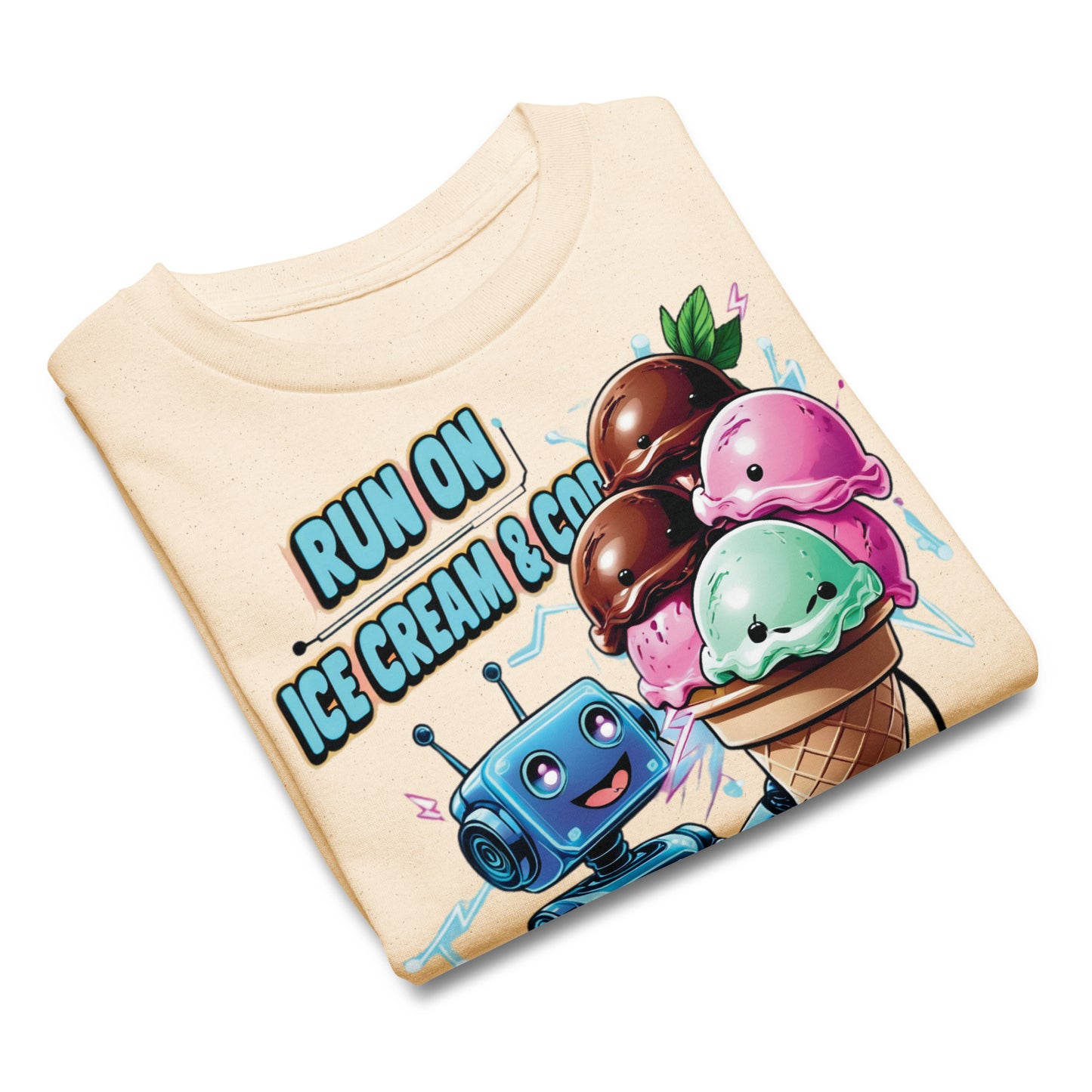 Kawaii Robot Graphic Summer T-Shirt Kids - Ice Cream and Code