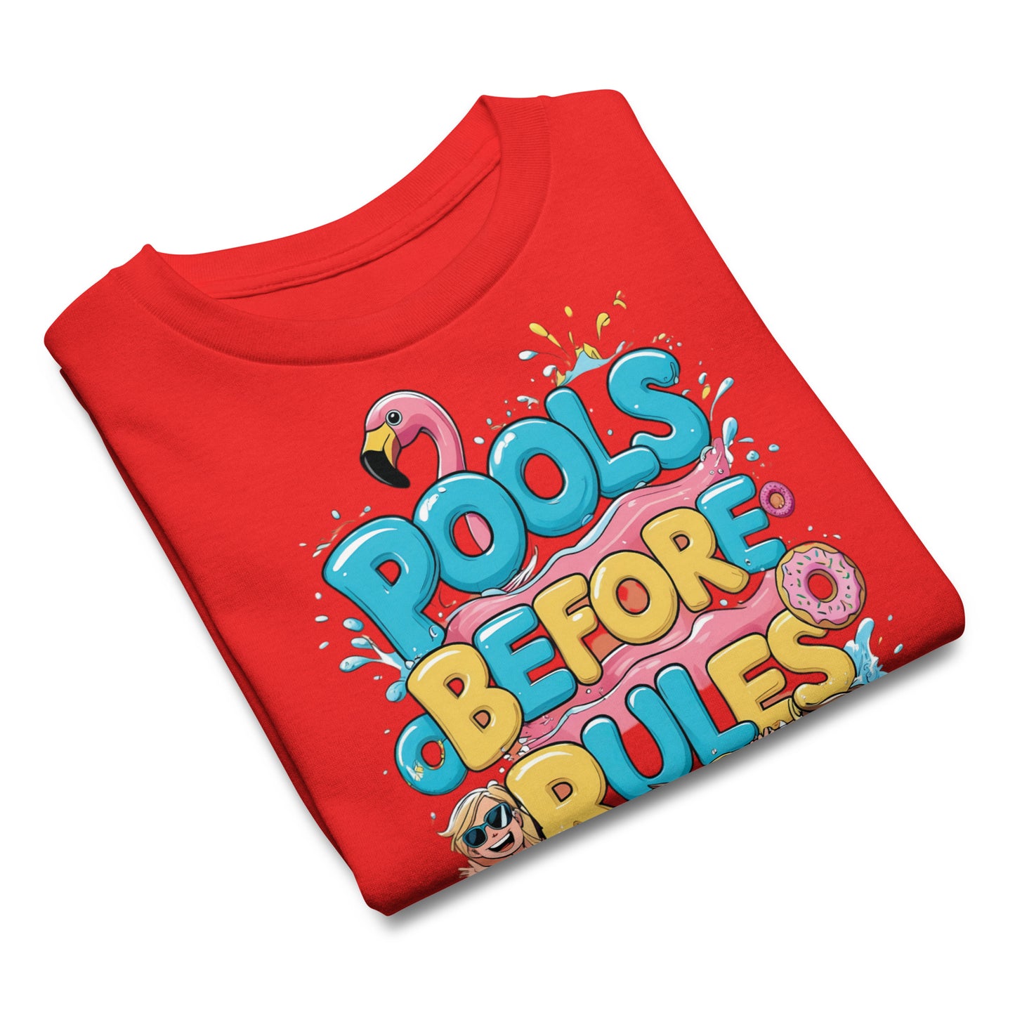 Funny Cheeky Graphic Summer T Shirt Kids | Pools Before Rules