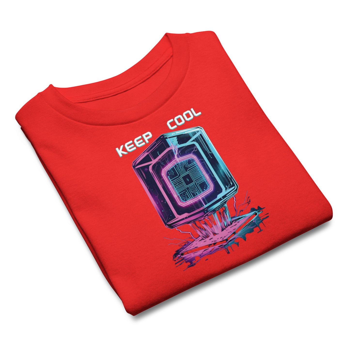 Cool Futuristic Tech Vibes Graphic Summer TShirt Kids | Cyber Ice Cube