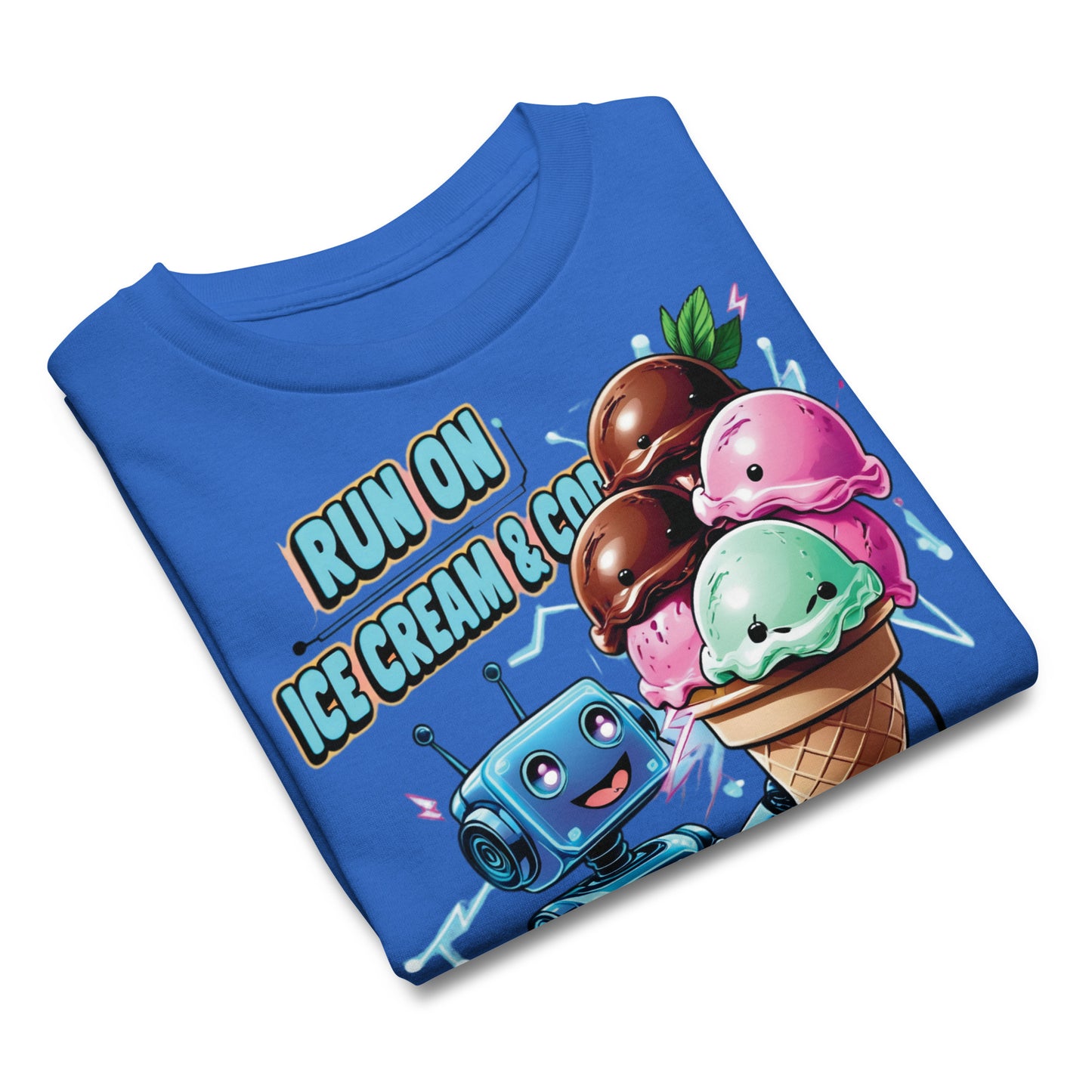 Kawaii Robot Graphic Summer T-Shirt Kids - Ice Cream and Code