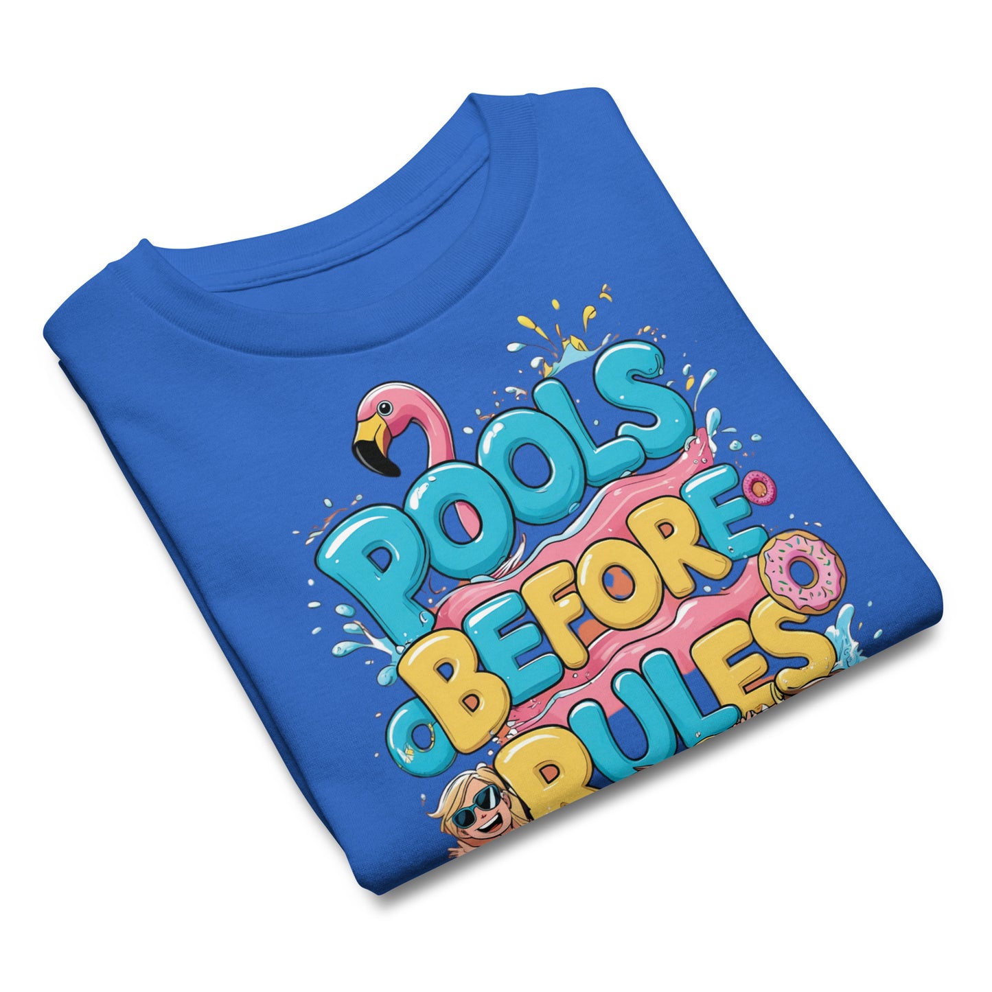 Funny Cheeky Graphic Summer T Shirt Kids | Pools Before Rules