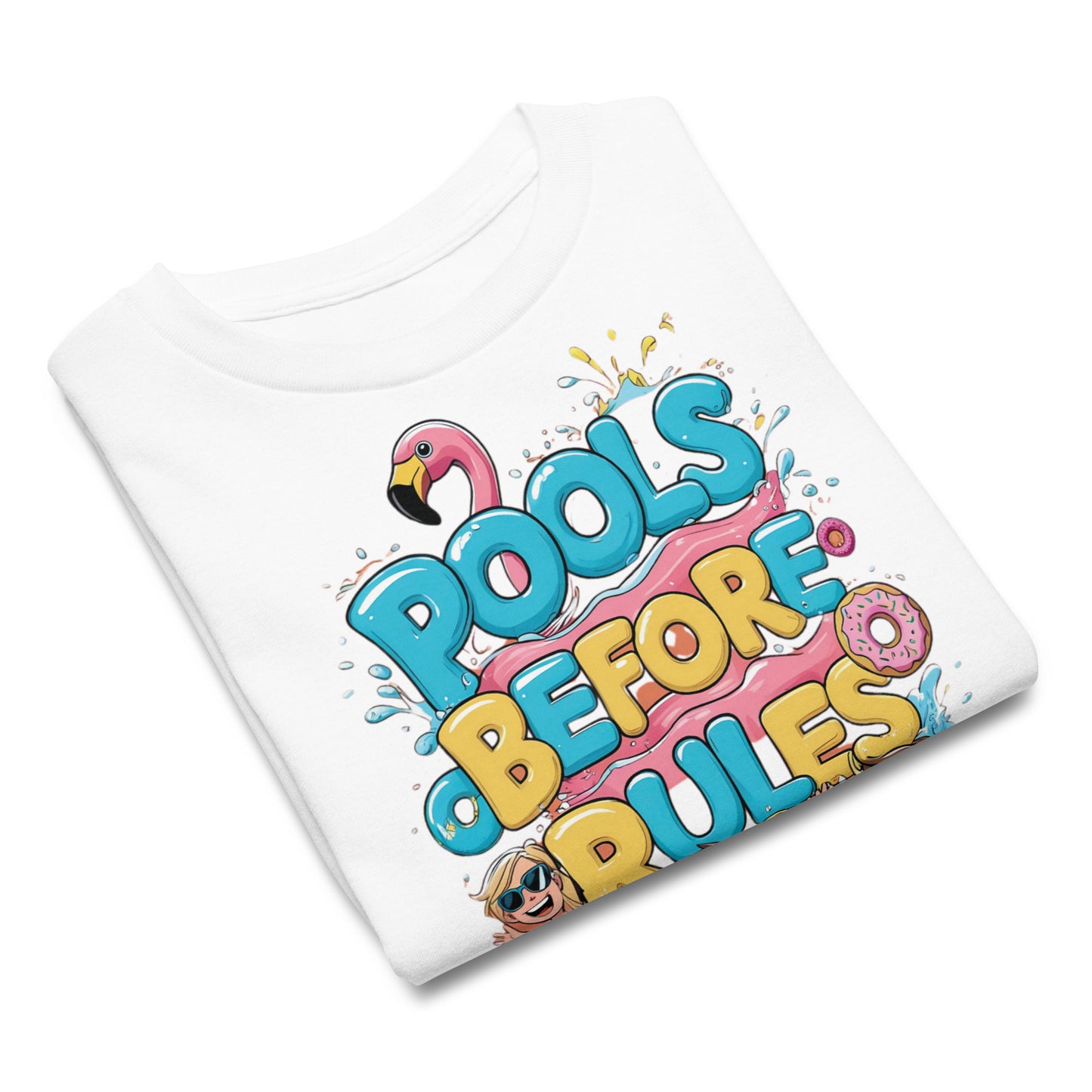 Funny Cheeky Graphic Summer T Shirt Kids | Pools Before Rules