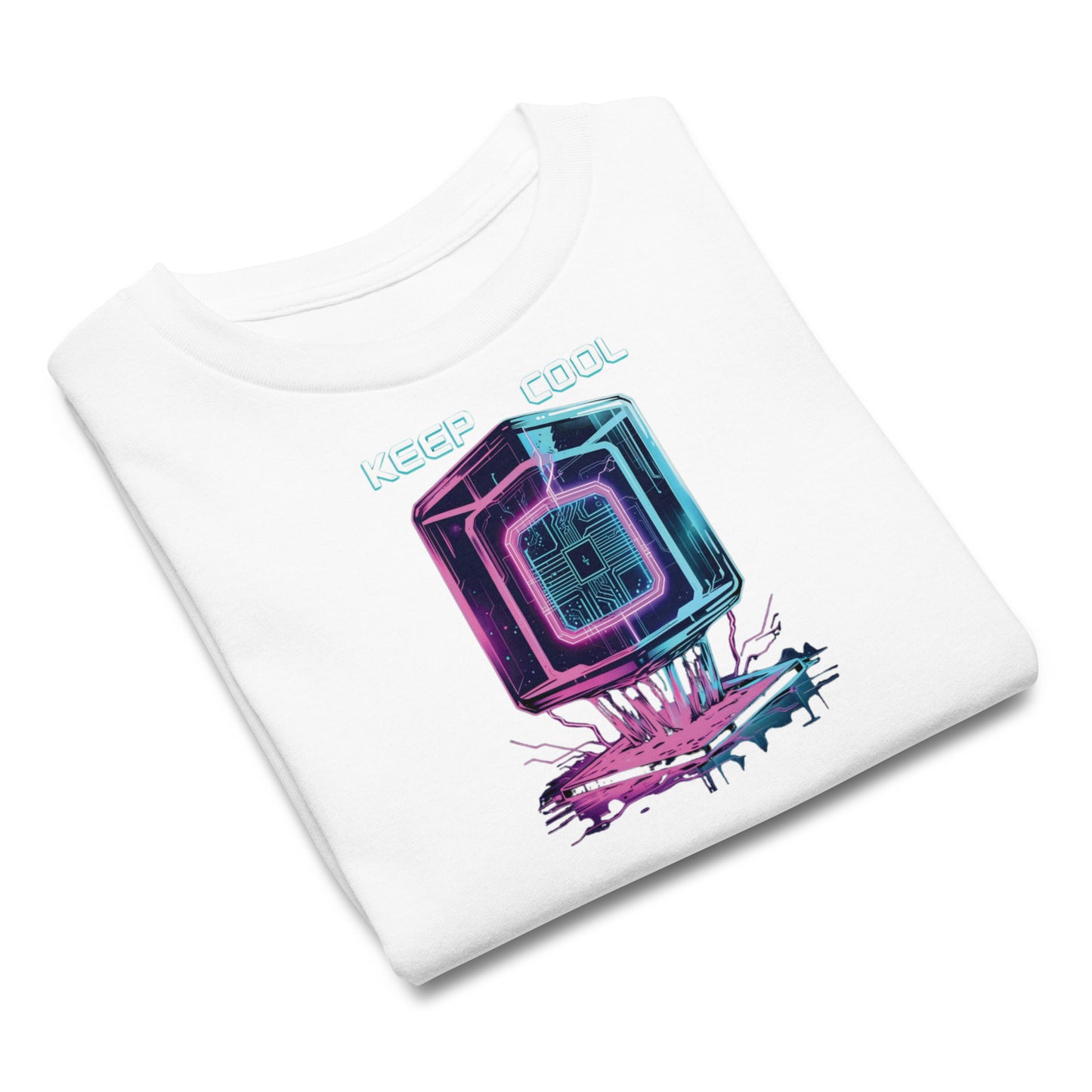 Cool Futuristic Tech Vibes Graphic Summer TShirt Kids | Cyber Ice Cube