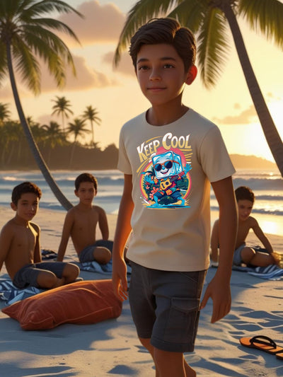 Funny Graphic Summer T Shirt for Kids | Ice Cube in Hawaii Shirt