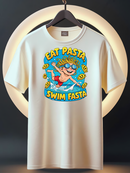 Boys' Swim Team T-Shirt Eat Pasta – Swim Fasta  | Funny Summer Tee for Kids & Youth