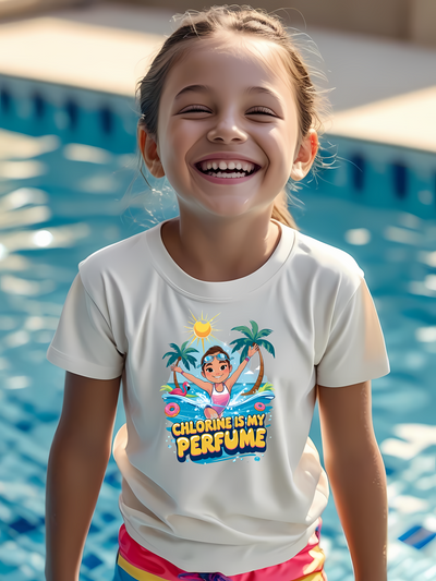 Fun Pool Graphic Summer Swim T Shirt Girls’ | Chlorine Is My Perfume