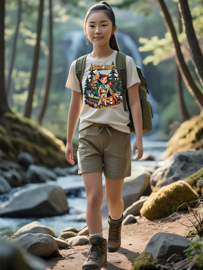 Funny Summer Camping Graphic Shirt for Girls | Cartoon Outdoor Adventure